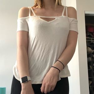 White Cold Shoulder Top